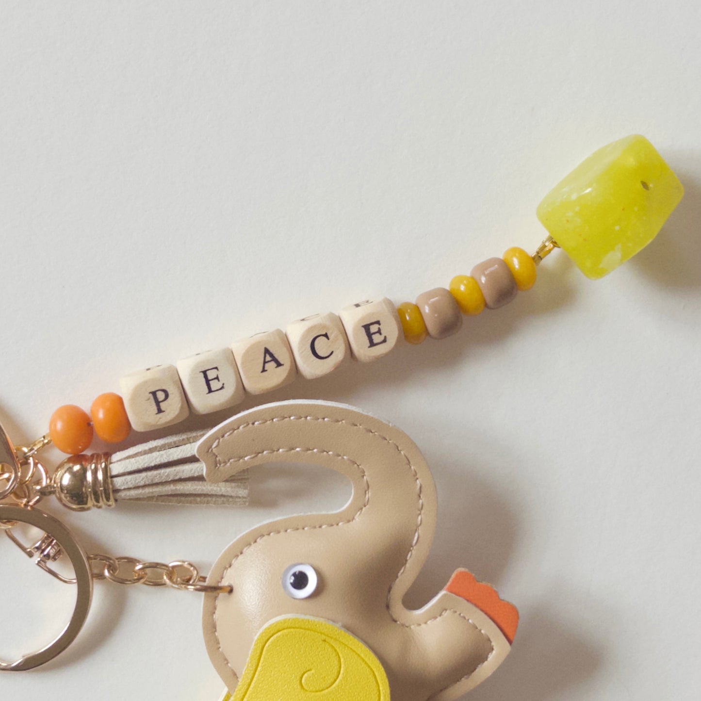 Beige Elephant Keychain