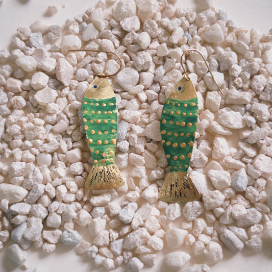 Green Fish Earrings
