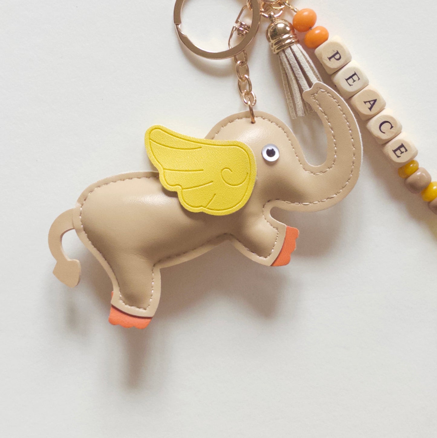 Beige Elephant Keychain