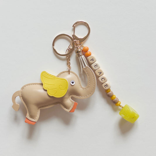 Beige Elephant Keychain