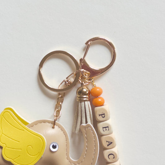 Beige Elephant Keychain